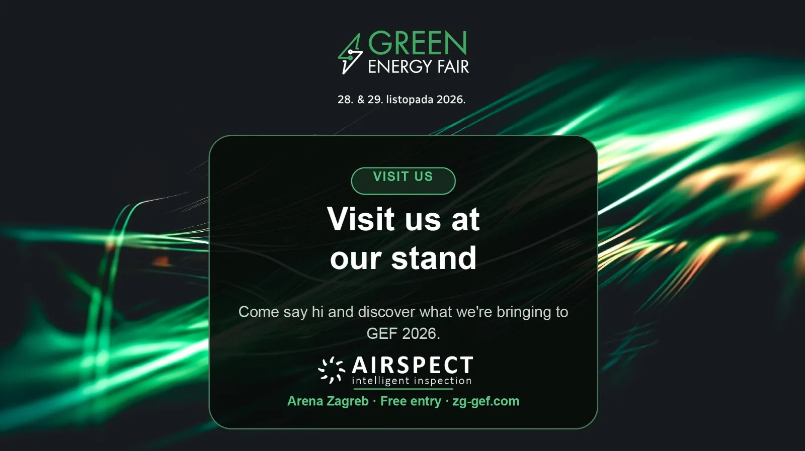 Green Energy Fair 2026, Arena Zagreb, 28. i 29. listopada: posjetite štand Airspecta